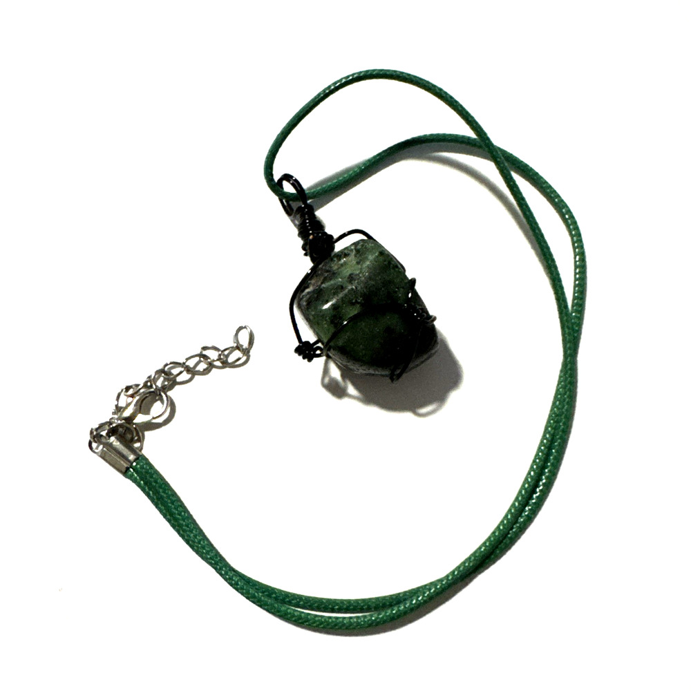 Green Malachite Pendant Necklace Jewelry Green 20" Cord Genuine Stone Handmade